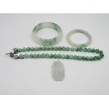 A Selection Of Jade And Jadeite Jewellery Including One For Repair