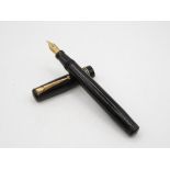 Vintage MABIE TODD Swan Leverless Black FOUNTAIN PEN w/ 14ct Gold Nib WRITING