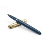 Vintage PARKER 51 Teal FOUNTAIN PEN w/ Rolled Gold Cap WRITING