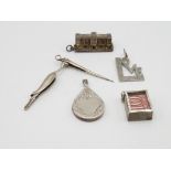Five Vintage Silver Pendants Including Emergency Money And Buckingham Palace (31g)