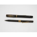 Vintage WATERMAN Ideal Brown Fountain Pen w/ 9ct Gold Banding, 14ct Nib Etc