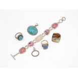 A Selection Of Gemstone Set Silver Jewellery Including Turquoise (70g)