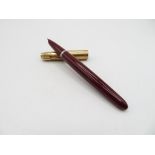 Vintage PARKER 51 Burgundy FOUNTAIN PEN w/ Rolled Gold Cap WRITING