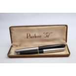 Vintage PARKER 51 Black FOUNTAIN PEN w/ Brushed Steel Cap, Pencil, Original Box // Vintage PARKER 51