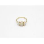 9ct Gold White Opal Three Stone Ring (2.2g) Size N 1/2