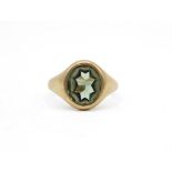 9ct Gold Green Synthetic Spinel Signet Ring (4.3g) Size S