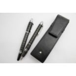 MONTBLANC Starwalker Black Rollerball & Ballpoint Pen w/ Leather Pen Pouch Etc // MONTBLANC
