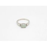 9ct White Gold Opal Single Stone Ring With Diamond Accents (2.8g) Size R