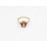 9ct Gold Mystic Topaz Single Stone Ring With Diamond Accent (2.2g) Size P