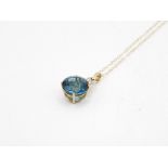 9ct Gold Diamond & Topaz Pendant Necklace (2.6g)