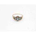 9ct Gold Blue Topaz Three Stone Ring (1.9g) Size V