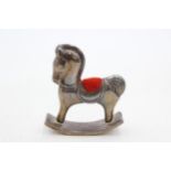 Vintage 1996 London Import STERLING SILVER Novelty Rocking Horse Pin Cushion 22g // Maker -