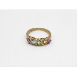 9ct Gold Multi-Gemstone Dress Ring Inc. Topaz, Amethyst, Citrine & Peridot (2.7g) Size M