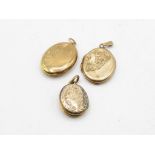 3 X 9ct Gold Back & Front Oval Locket Pendants (8.5g)