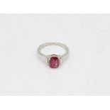 9ct White Gold Pink Tourmaline Single Stone Ring (2.7g) Size N 1/2