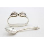 Vintage 1990 London STERLING SILVER Novelty Swan Napkin Ring & Teaspoon (63g) // Maker - William
