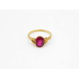 9ct Gold Antique Synthetic Ruby Single Stone Ring (2g) Size O
