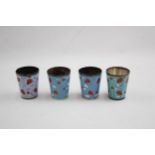 4 x Vintage .900 SILVER & Enamel Drinking Cups / Beakers (185g) // XRF TESTED TO CONFIRM PURITY