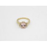 9ct Gold Diamond & Morganite Five Stone Ring (3g) Size O