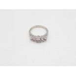 9ct White Gold Pink Gemstone Five Stone Ring (2.5g) Size O