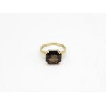 9ct Gold Smoky Quartz Single Stone Ring (3g) Size N 1/2