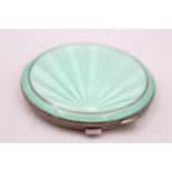 Vintage 1947 Birmingham STERLING SILVER Guilloche Enamel Vanity Compact (89g) // Maker - Turner &