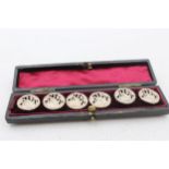 6 x Antique Victorian 1901 Birmingham STERLING SILVER Buttons w/ Case (10g) // Maker - Cornelius