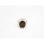 9ct Gold Smoky Quartz Single Stone Cocktail Ring With Heart Shank (3.7g) Size O
