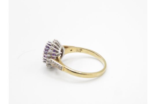 9ct Gold Amethyst Single Stone Ring With Diamond Surround & Shoulders (3.2g) Size P - Image 4 of 5