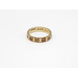 9ct Gold Diamond & Ruby Half Eternity Ring (2.7g) Size M