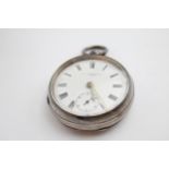 Antique Gents .925 SILVER Cased Open Face POCKET WATCH Key-Wind WORKING 130g // Antique Gents .925