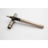 SHEAFFER Targa Stamped .925 Sterling Silver FOUNTAIN PEN w/ 14ct Gold Nib (26g) // Dip Tested &