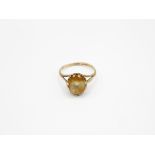 9ct Gold Antique Single Stone Ring With Split Shank (2.3g) Size P