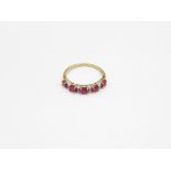 9ct Gold Ruby Five Stone Ring With Diamond Spacers (1.6g) Size Q