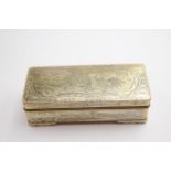 Antique Engraved Edo Period Japanese Box w/ Bird & Floral Interior // Height 2.5cm, Length 7.5cm,