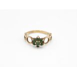 9ct Gold Emerald Floral Cluster Ring With Openwork Shank (1.7g) Size M