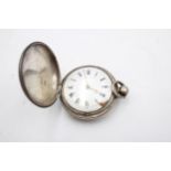 Antique Gents .925 SILVER Full Hunter Fusee Verge POCKET WATCH Key-Wind WORKING // Antique Gents .