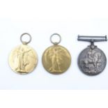 3x WWI Family medals pair named 203181 Pte W Richardson Manchester Regiment Victory & MZ3821 C