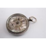 Antique Gents .925 SILVER Open Face Fusee POCKET WATCH Key-Wind WORKING 135g // Antique Gents .925