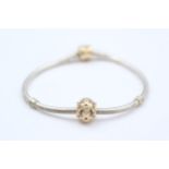 14ct Gold & Silver Diamond Charm Bracelet By Pandora (11.3g)