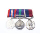 WWII ERII mounted medal group named GSM Cyprus 3215061 Cpl PJ Dinsdale RAF and Long Service w/o PJ