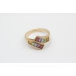 14ct Gold Multi-Gemstone Bypass Ring Inc. Amethyst, Garnet, Topaz, Citrine & Peridot (3.1g) size L