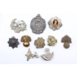 10x Military Cap Badges including East Yorkshire Royal West Regiment A and SH Etc //