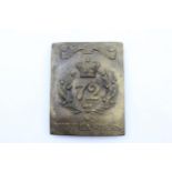Brass shoulder belt plate with Victorian Crown 72nd Seaforth Highlanders //