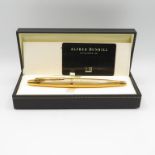 Alfred DUNHILL Gold Plated FOUNTAIN PEN w/ 18ct Gold Nib WRITING Boxed (41g) // Alfred DUNHILL