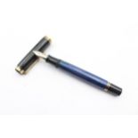 PELIKAN Sovereign Blue & Black FOUNTAIN PEN w/ 18ct Gold Nib WRITING // PELIKAN Sovereign Blue &