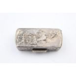 Antique Stamped .925 Import STERLING SILVER Pill / Snuff Box w/ Battle Scene 13g // Maker -