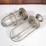 2x original brass and glass ship's lights 9" long