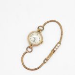 Ladies Tudor Rolex watch 9ct gold strap and case - watch not running 15.9g