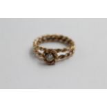 9ct Gold Diamond Single Stone Ring With Twisted Rope Band (2.8g) size K